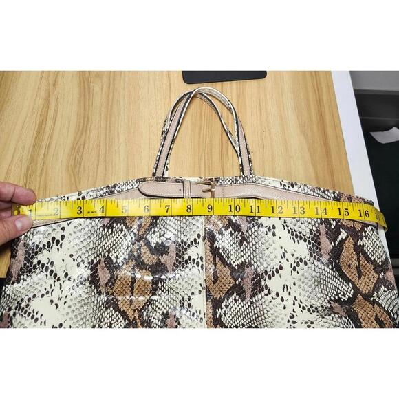 Urban Expressions Womens Python Print Tote Handbag Size Large Beige Brown - Picture 8 of 8